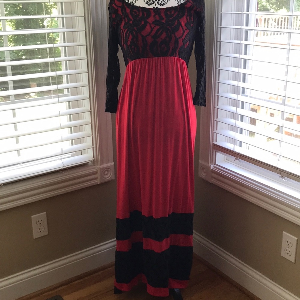 Red and black dress